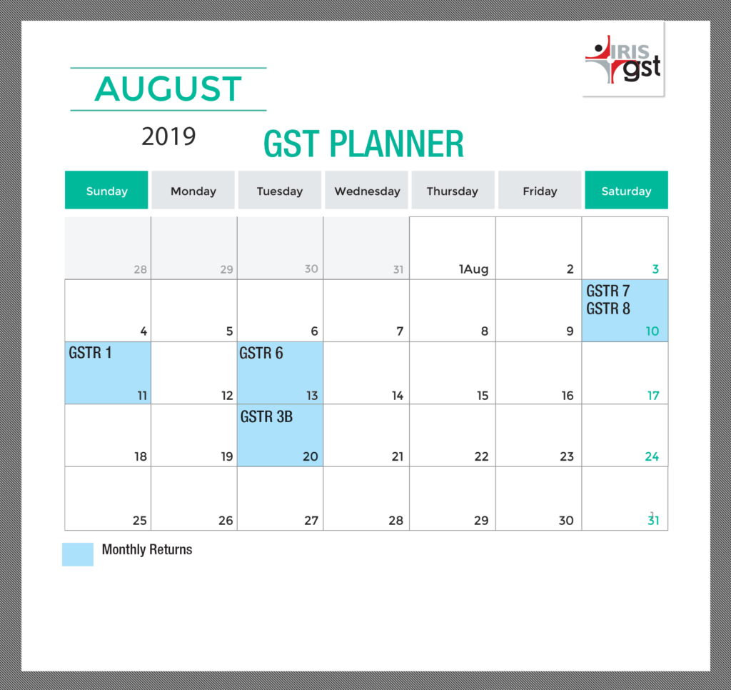 August 2019 Compliance Calendar