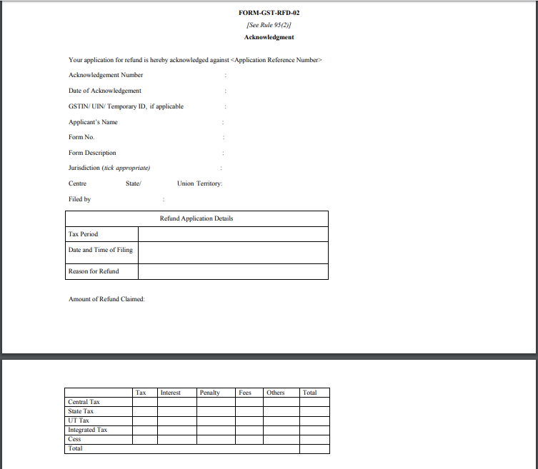 Form GST RFD 02