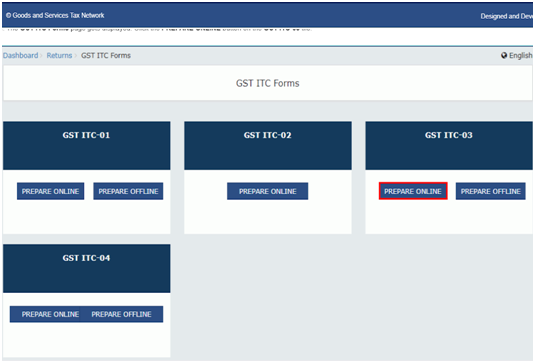 ITC Form prepare online