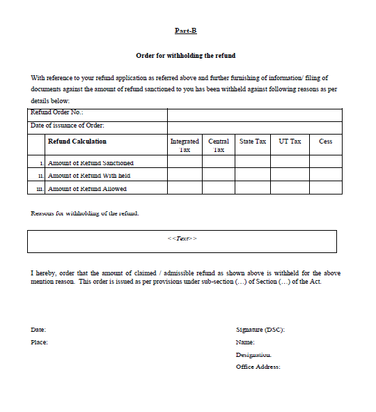 Form-GST-RFD-07 Part B