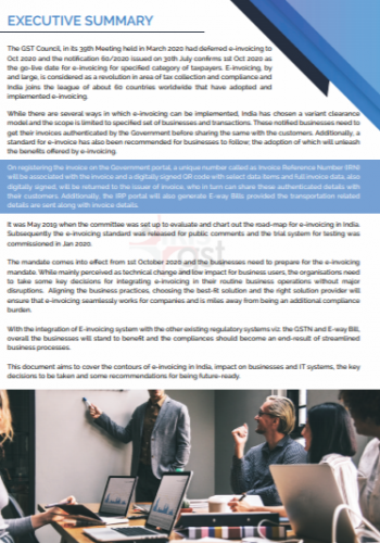 E-Invoicing in india - Executive Summary